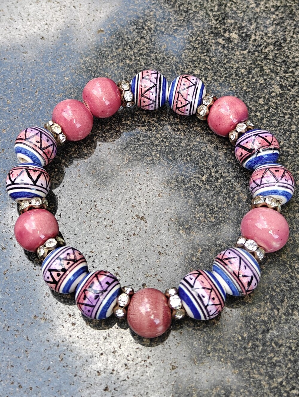 Vintage Ceramic Beads Stretch Bracelet